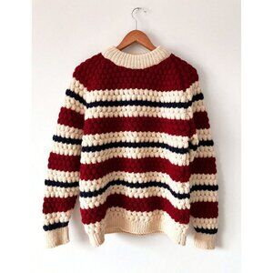 Pallas Ireland 100% New Wool Chunky Striped Knit Sweater Size Large